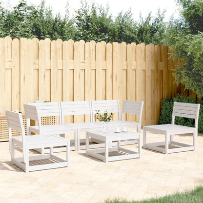 5 Piece Garden Sofa Set Solid Wood Pine White No