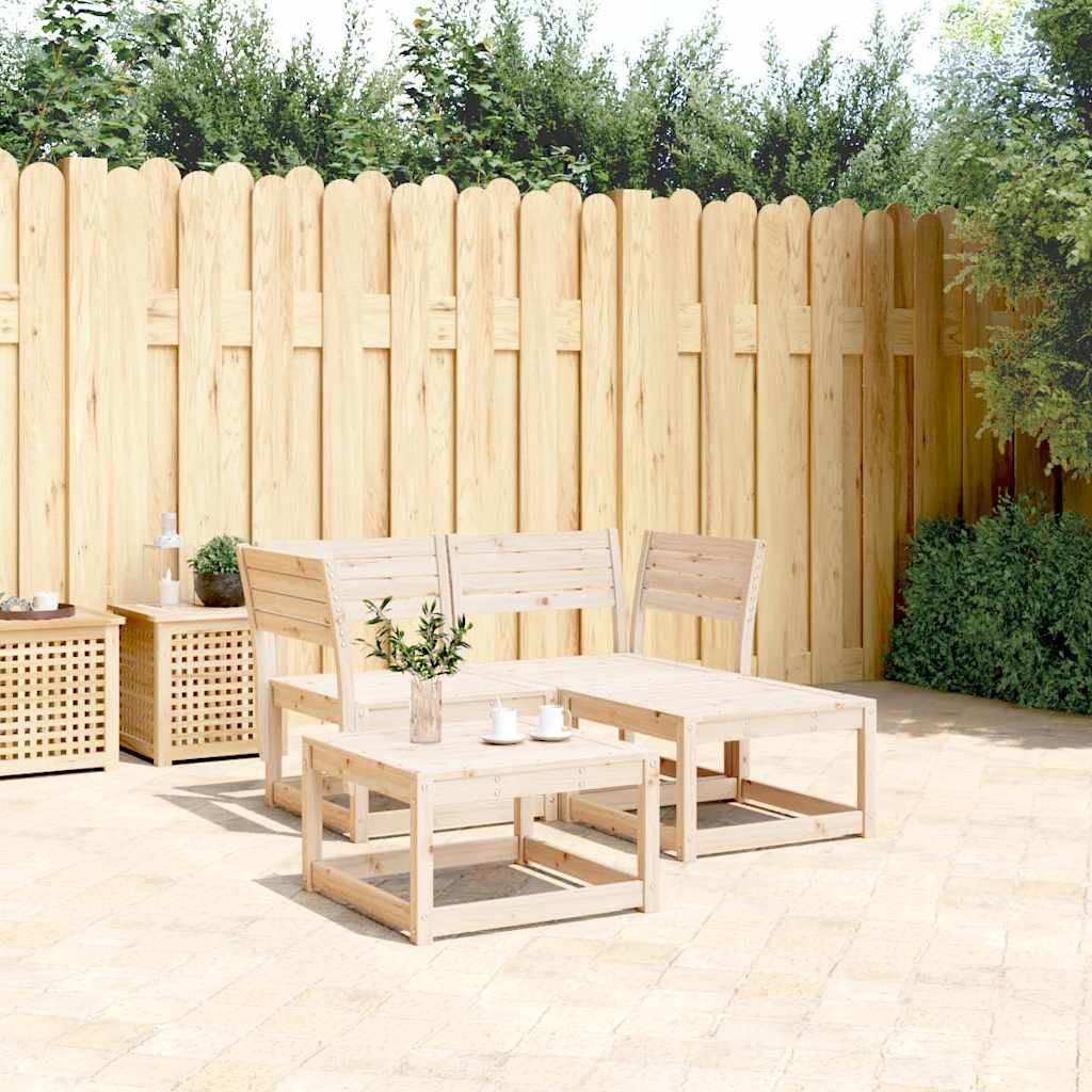 3 Piece Garden Sofa Set Solid Wood Pine Natural pine Without cushions