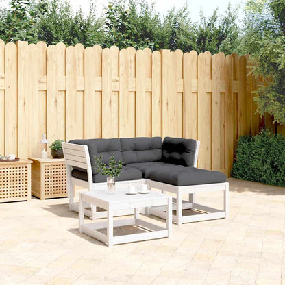 3 Piece Garden Sofa Set Solid Wood Pine White With cushions