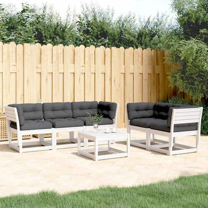 5 Piece Garden Sofa Set Solid Wood Pine White With cushions