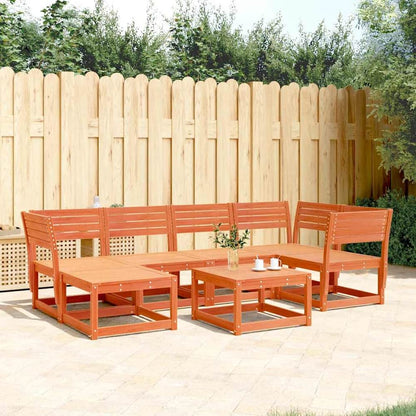 6 Piece Garden Sofa Set Solid Wood Pine Wax brown No