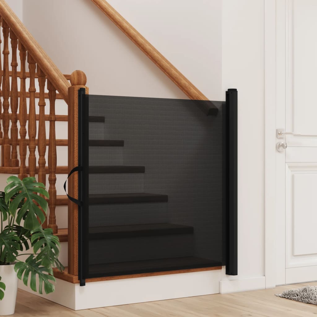 vidaXL Retractable Pet Gate Black 117.5x125 cm 3