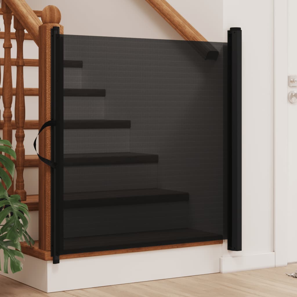 vidaXL Retractable Pet Gate Black 117.5x125 cm 1