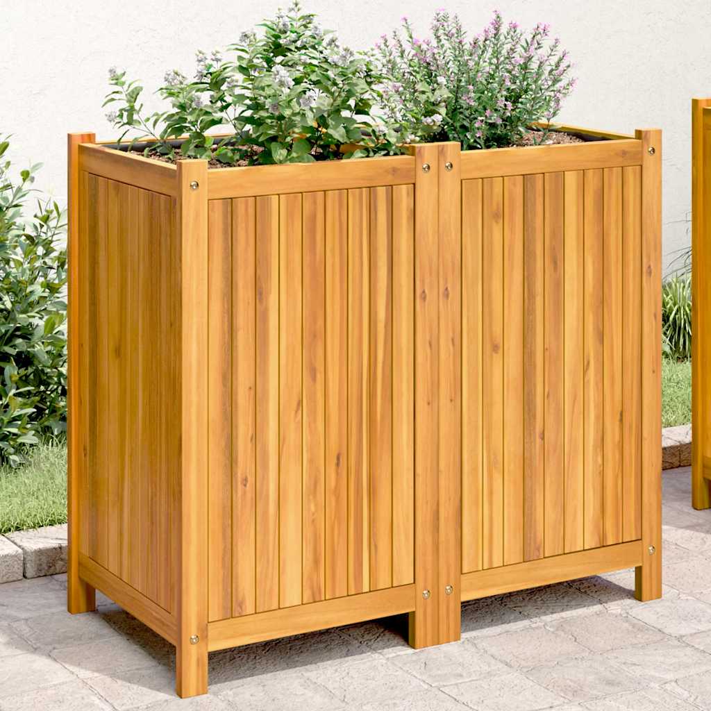 Garden Planter with Liner Solid Wood Acacia 80 cm 75 cm 42 cm