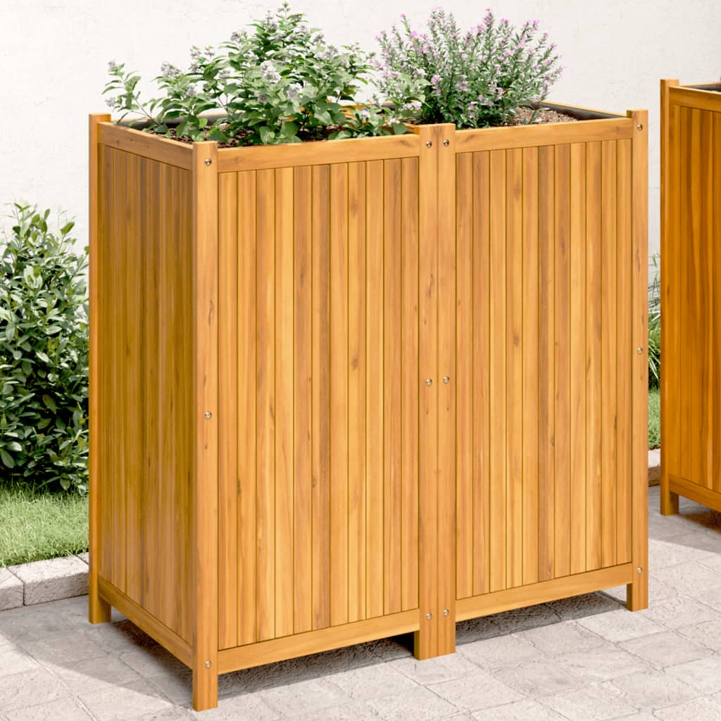 Garden Planter with Liner Solid Wood Acacia 100 cm 100 cm 50 cm