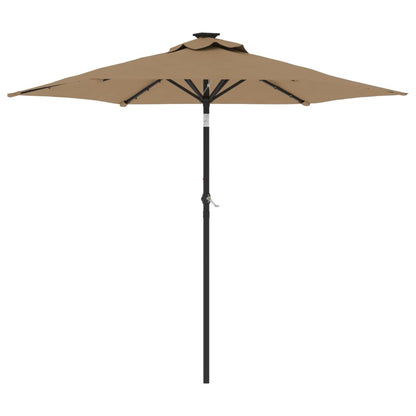 vidaXL Garden Parasol with LEDs and Steel Pole Taupe 225x225x212cm 2