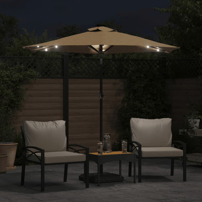 vidaXL Garden Parasol with LEDs and Steel Pole Taupe 225x225x212cm 3