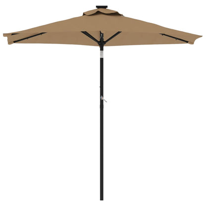 vidaXL Garden Parasol with LEDs and Steel Pole Taupe 225x225x212cm 4