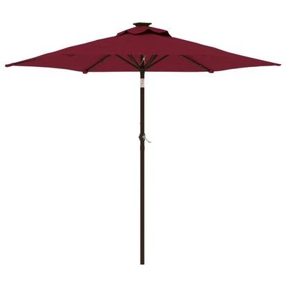 vidaXL Garden Parasol with LEDs and Steel Pole Bordeaux Red 225x225x212cm 2