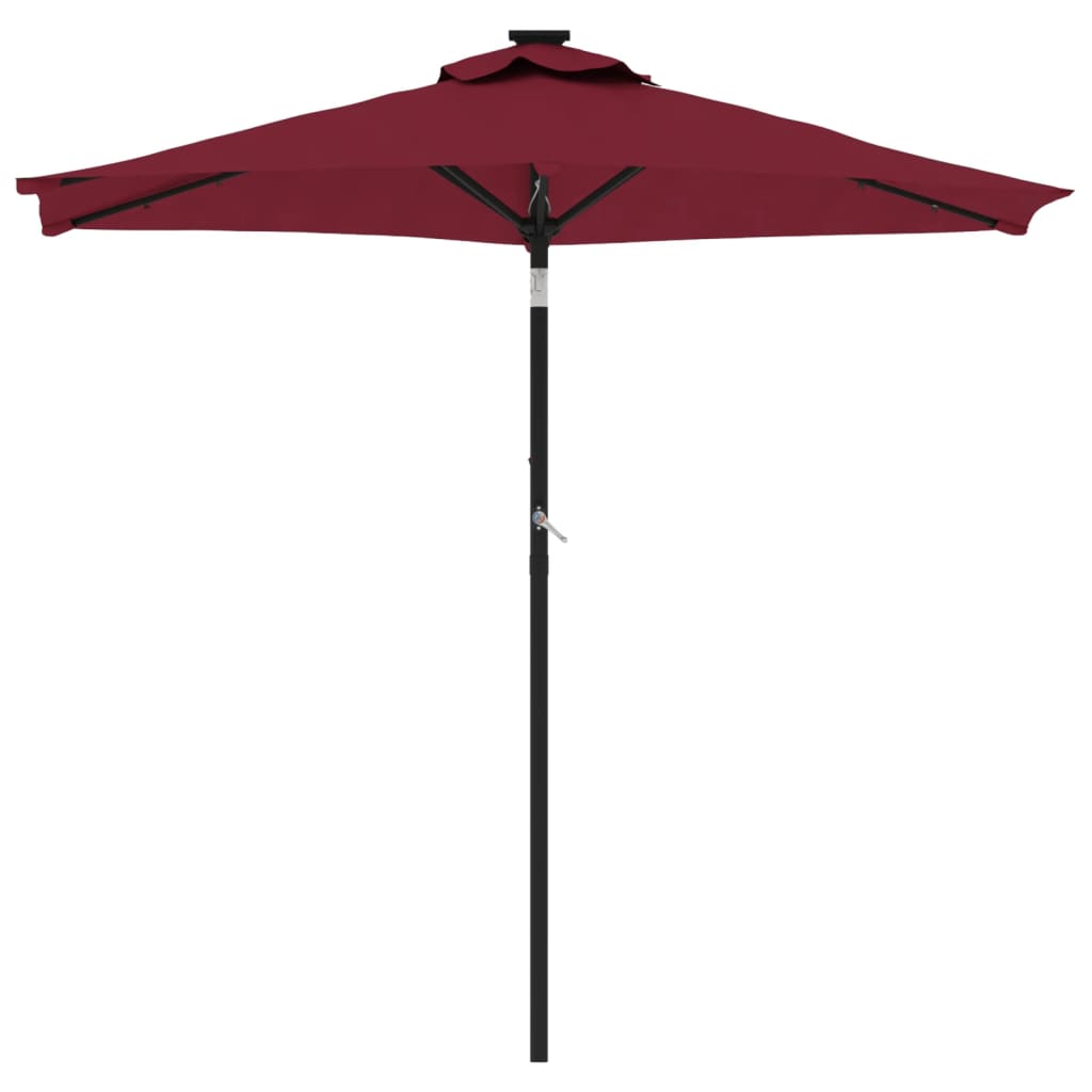 vidaXL Garden Parasol with LEDs and Steel Pole Bordeaux Red 225x225x212cm 4