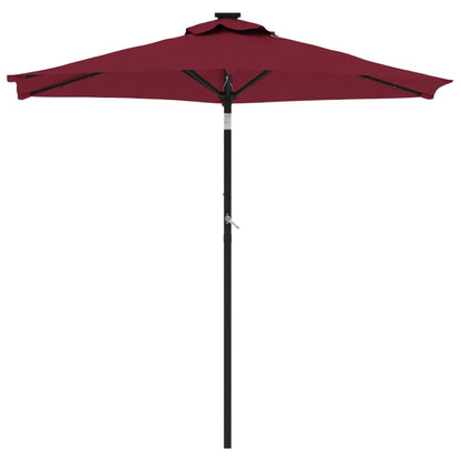 vidaXL Garden Parasol with LEDs and Steel Pole Bordeaux Red 225x225x212cm 4