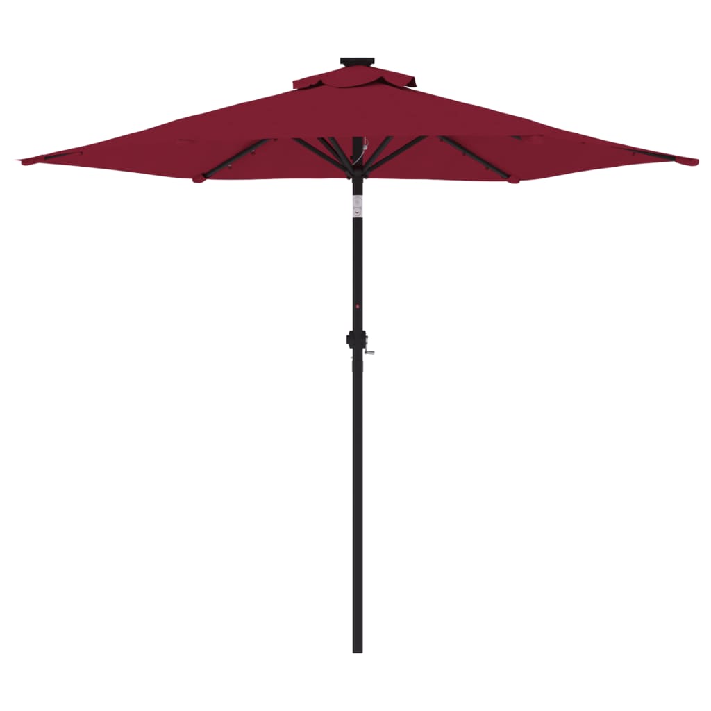 vidaXL Garden Parasol with LEDs and Steel Pole Bordeaux Red 225x225x212cm 5
