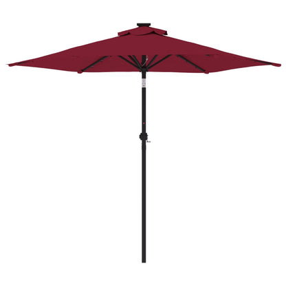 vidaXL Garden Parasol with LEDs and Steel Pole Bordeaux Red 225x225x212cm 5