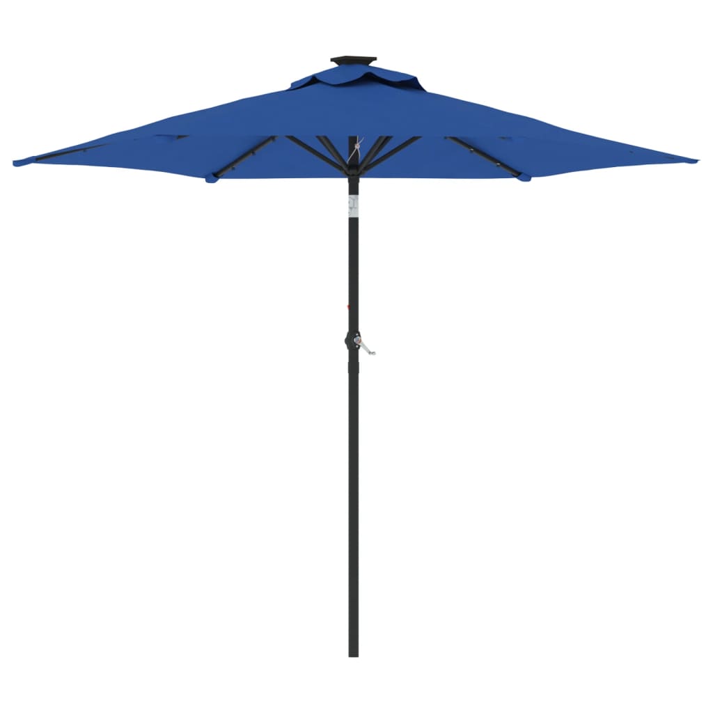 vidaXL Garden Parasol with LEDs and Steel Pole Azure Blue 225x225x212cm 2