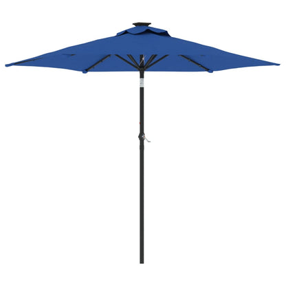 vidaXL Garden Parasol with LEDs and Steel Pole Azure Blue 225x225x212cm 2