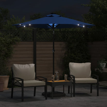 vidaXL Garden Parasol with LEDs and Steel Pole Azure Blue 225x225x212cm 3