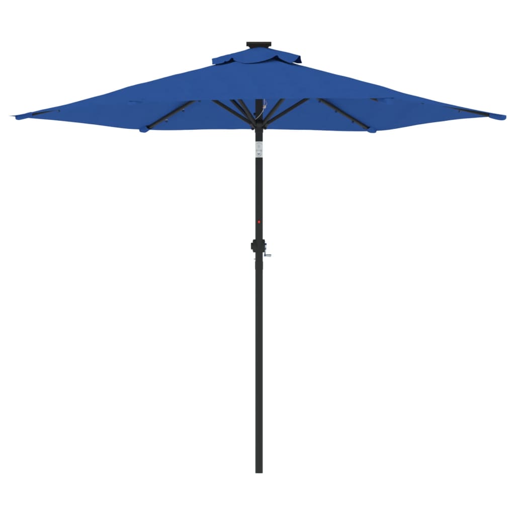 vidaXL Garden Parasol with LEDs and Steel Pole Azure Blue 225x225x212cm 5