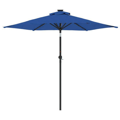 vidaXL Garden Parasol with LEDs and Steel Pole Azure Blue 225x225x212cm 5