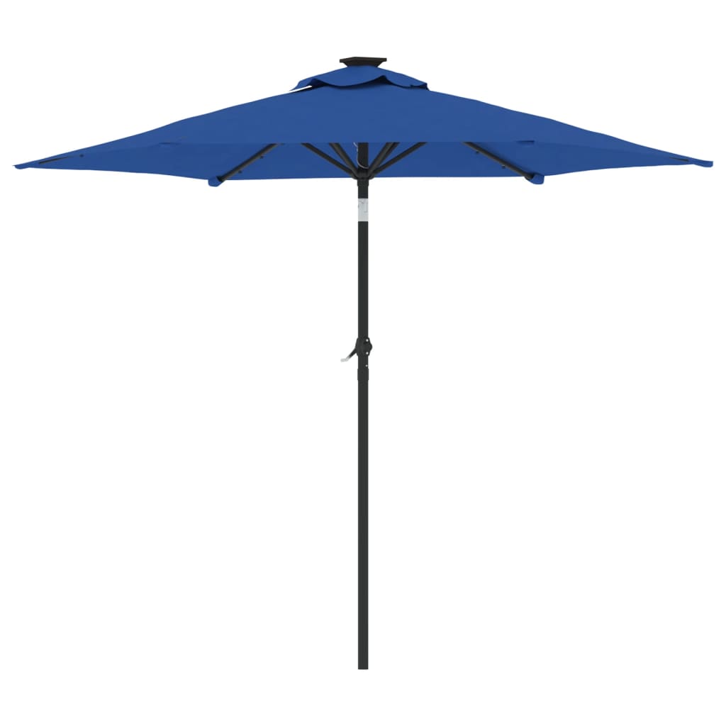 vidaXL Garden Parasol with LEDs and Steel Pole Azure Blue 225x225x212cm 6