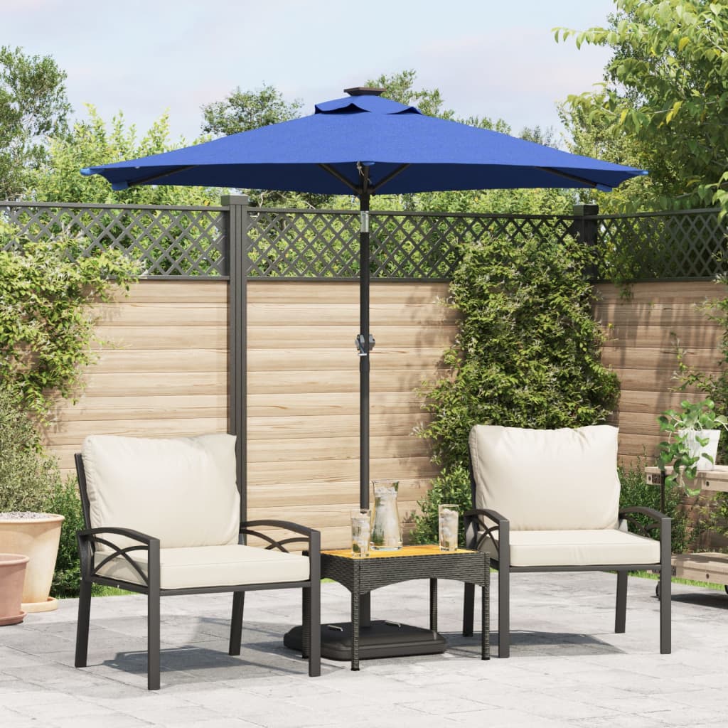 vidaXL Garden Parasol with LEDs and Steel Pole Azure Blue 225x225x212cm 1