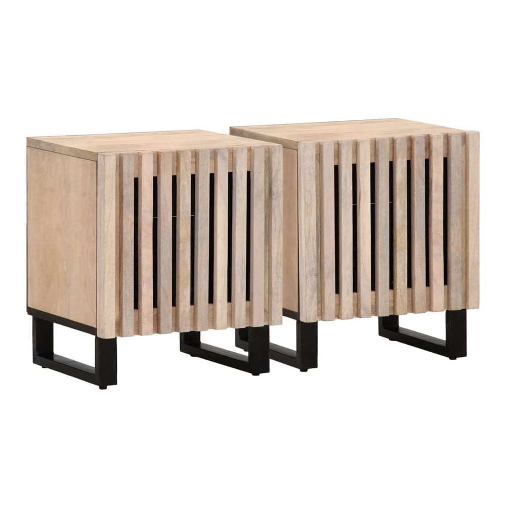 Bedside Cabinet 40x34x46 cm Solid Wood Mango Solid bleached wood 2