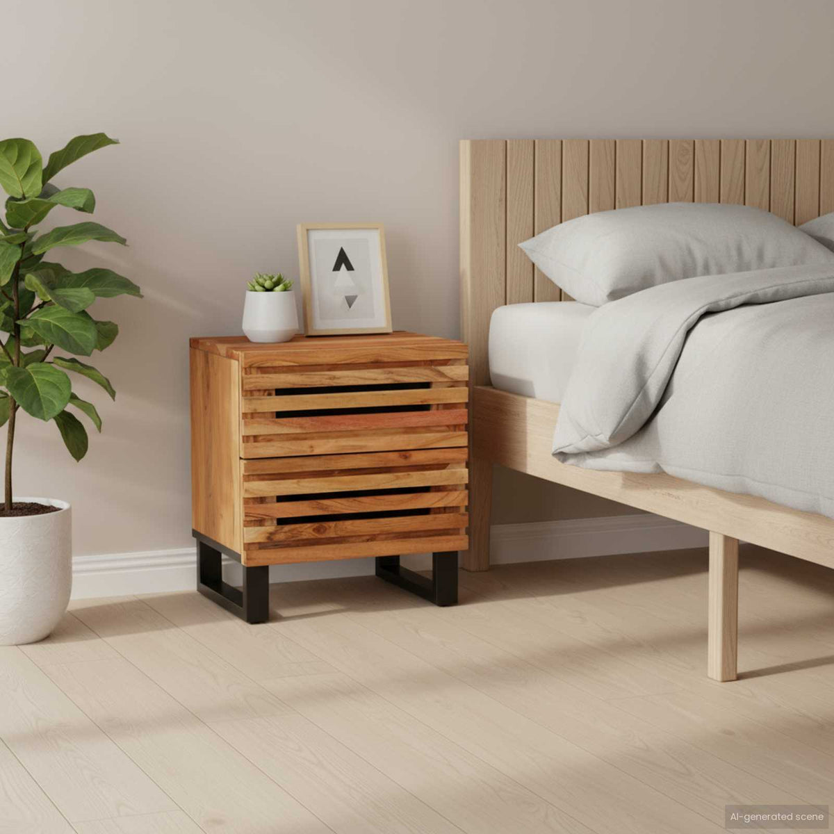 vidaXL Bedside Cabinet 40x34x46 cm Solid Wood Mango