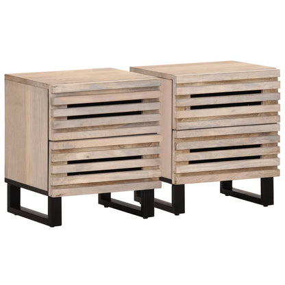 vidaXL Bedside Cabinets 2 pcs 40x34x46 cm Solid Wood Bleached Mango 1
