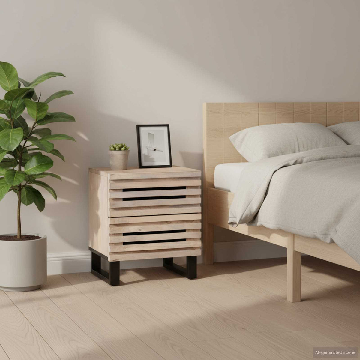 Bedside Cabinet 40x34x46 cm Solid Wood Mango Solid bleached wood 2