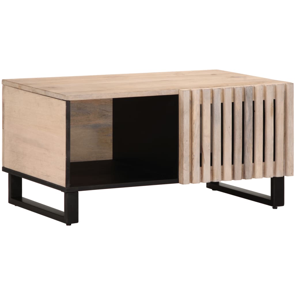 vidaXL Coffee Table White 80x51x40 cm Solid Wood Mango 1