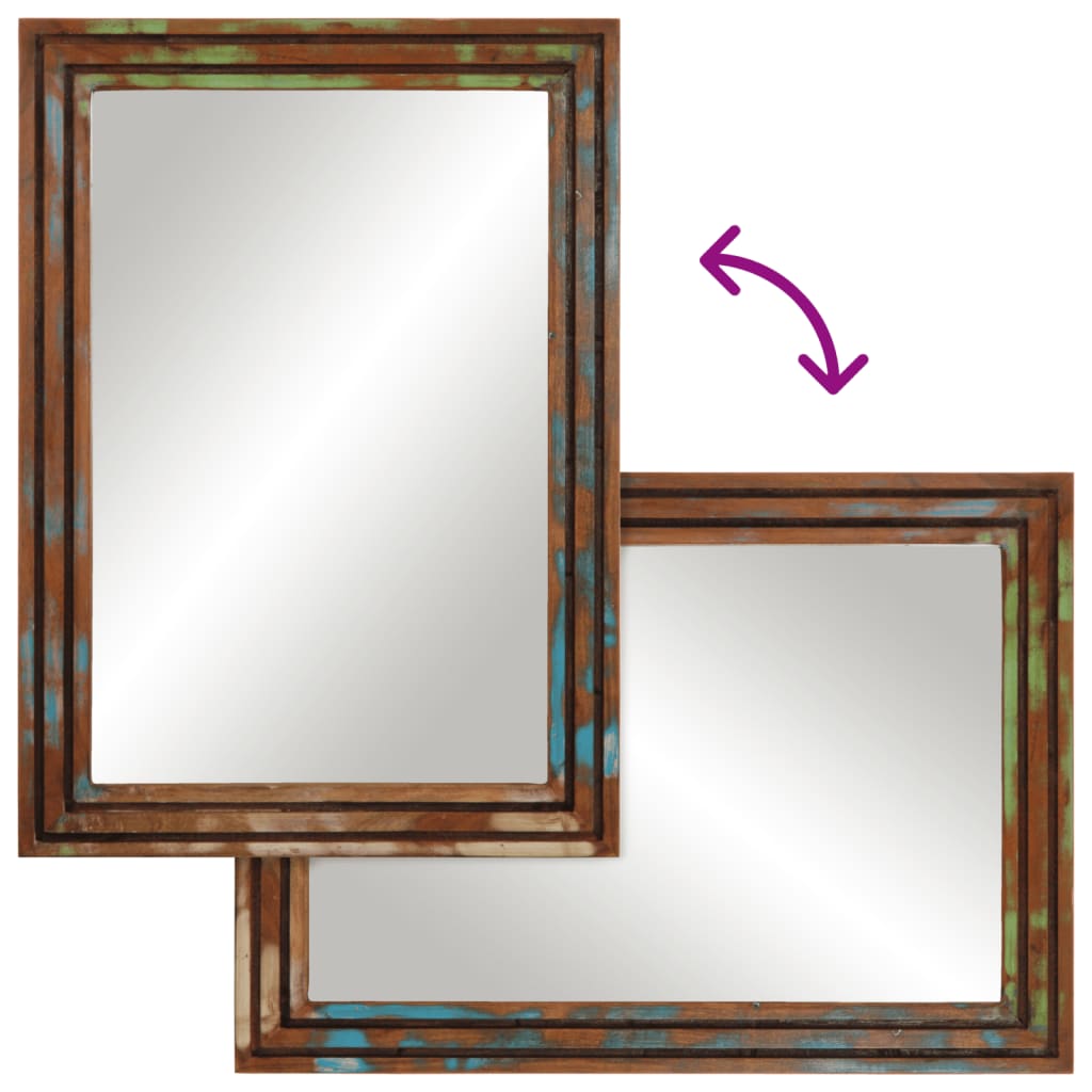 vidaXL Bathroom Mirror 50x70 cm Solid Wood Acacia and Glass 4