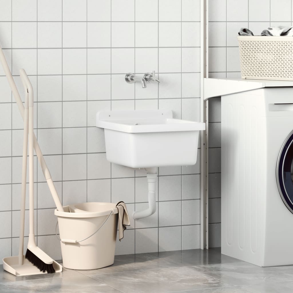 vidaXL Sink Washbasin for Wall Mounting White 40x40x24 cm Resin 3