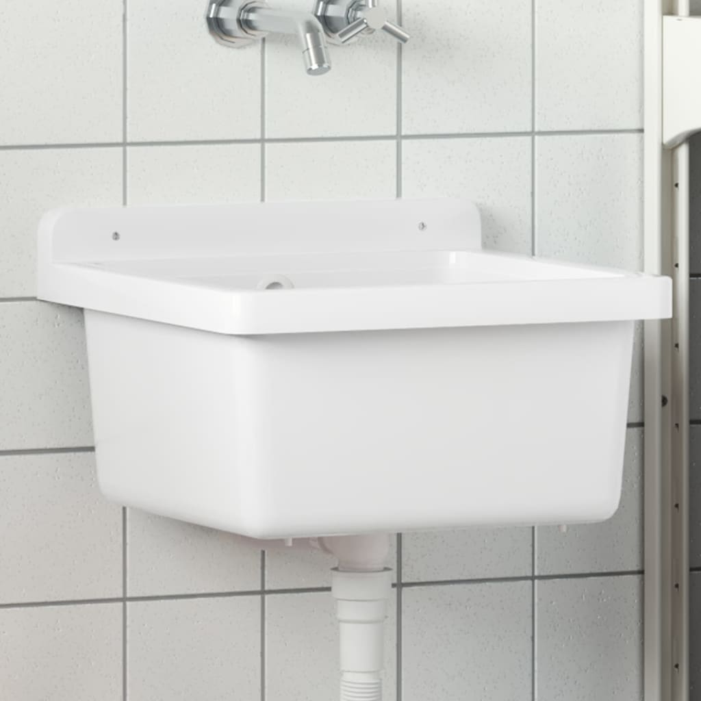 vidaXL Sink Washbasin for Wall Mounting White 40x40x24 cm Resin 1