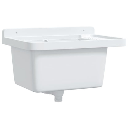 Sink Washbasin for Wall Mounting Resin White 50 cm 35 cm