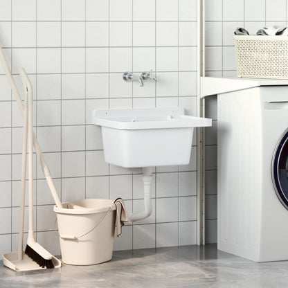 Sink Washbasin for Wall Mounting Resin White 50 cm 35 cm