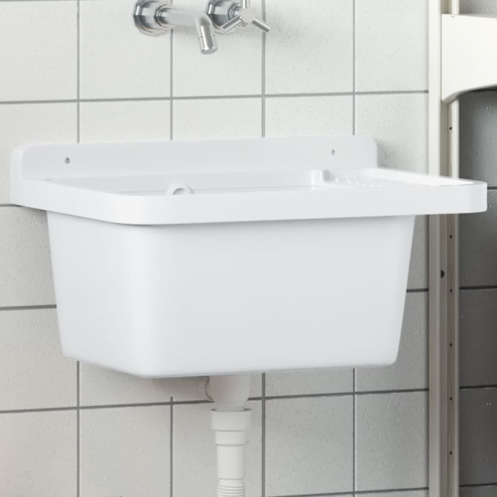 Sink Washbasin for Wall Mounting Resin White 50 cm 35 cm
