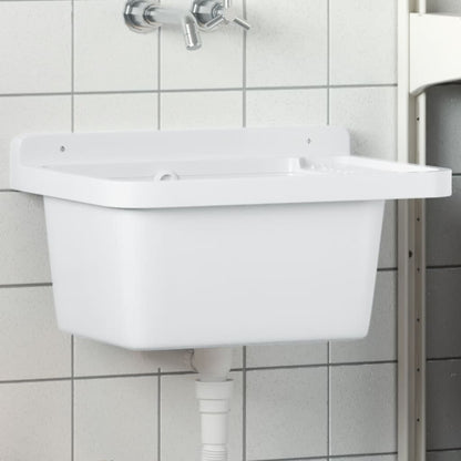 Sink Washbasin for Wall Mounting Resin White 50 cm 35 cm