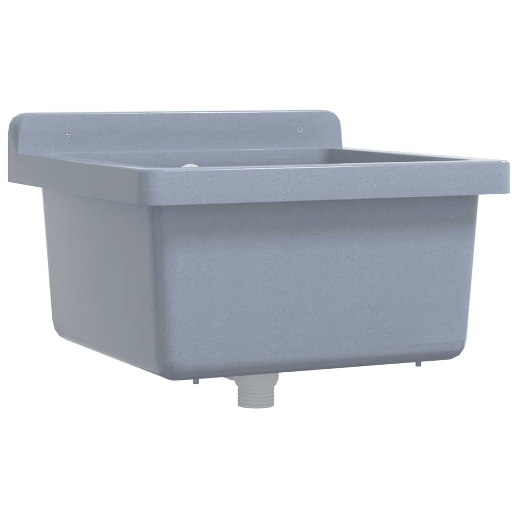 vidaXL Sink Washbasin for Wall Mounting Grey 40x40x24 cm Resin 2