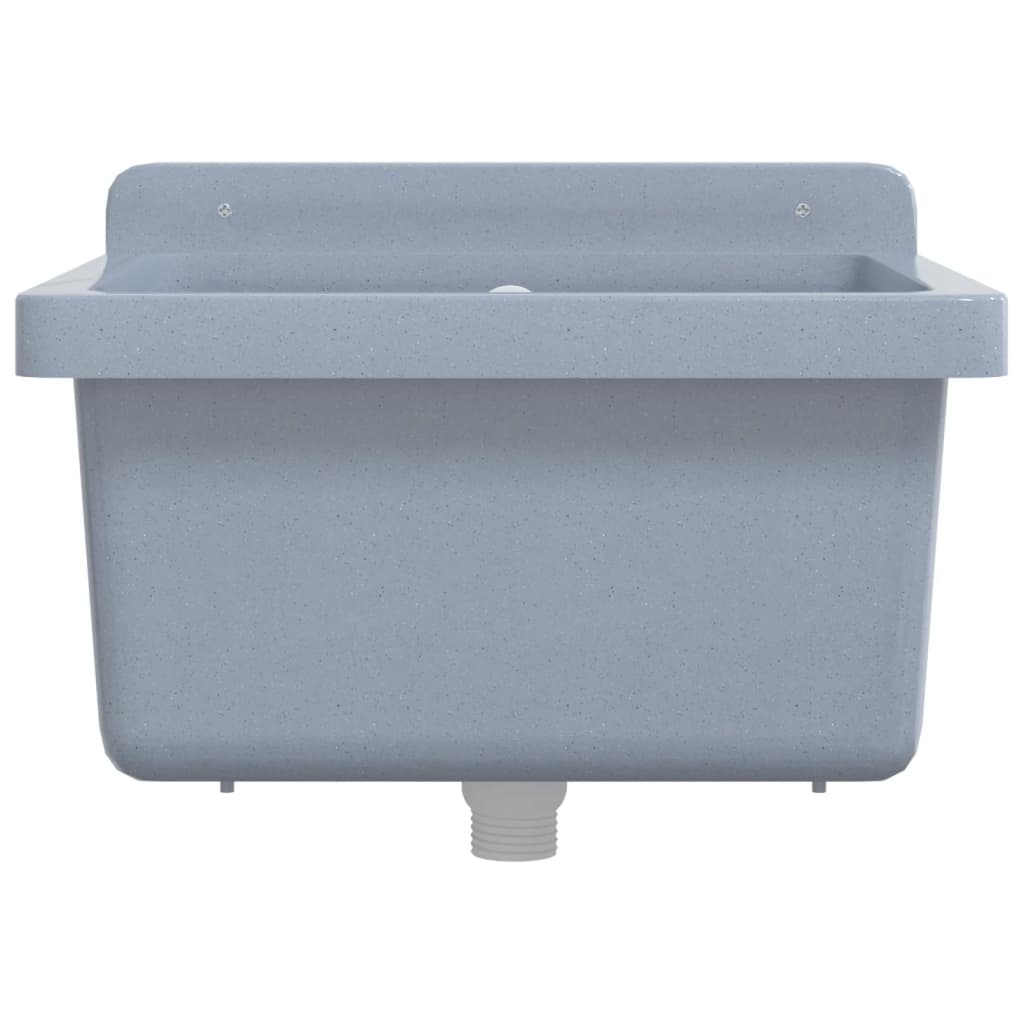 vidaXL Sink Washbasin for Wall Mounting Grey 40x40x24 cm Resin 4