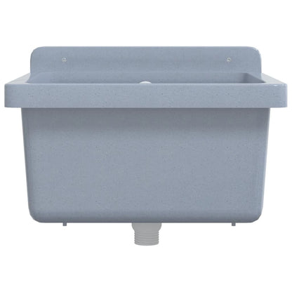 vidaXL Sink Washbasin for Wall Mounting Grey 40x40x24 cm Resin 4