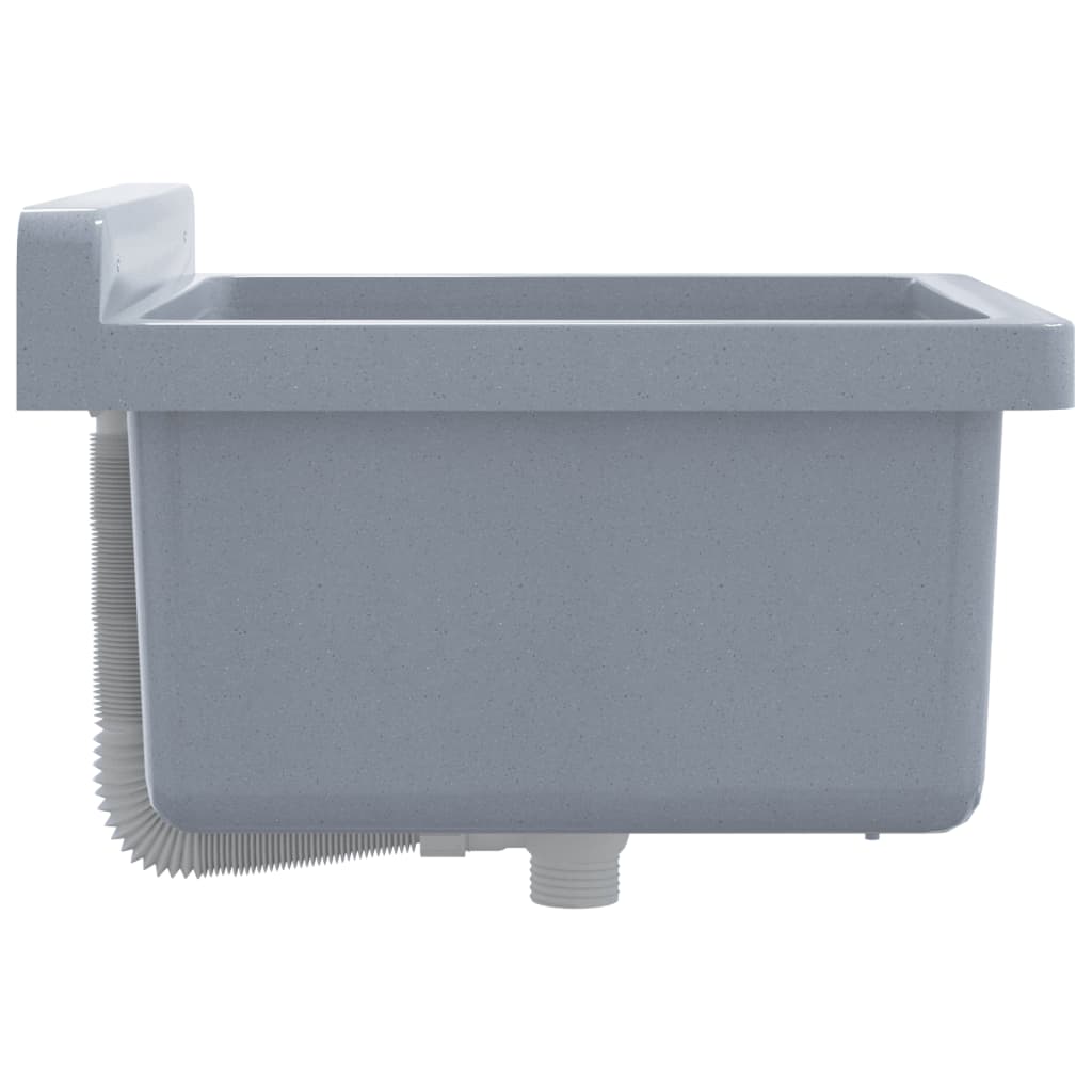 vidaXL Sink Washbasin for Wall Mounting Grey 40x40x24 cm Resin 5