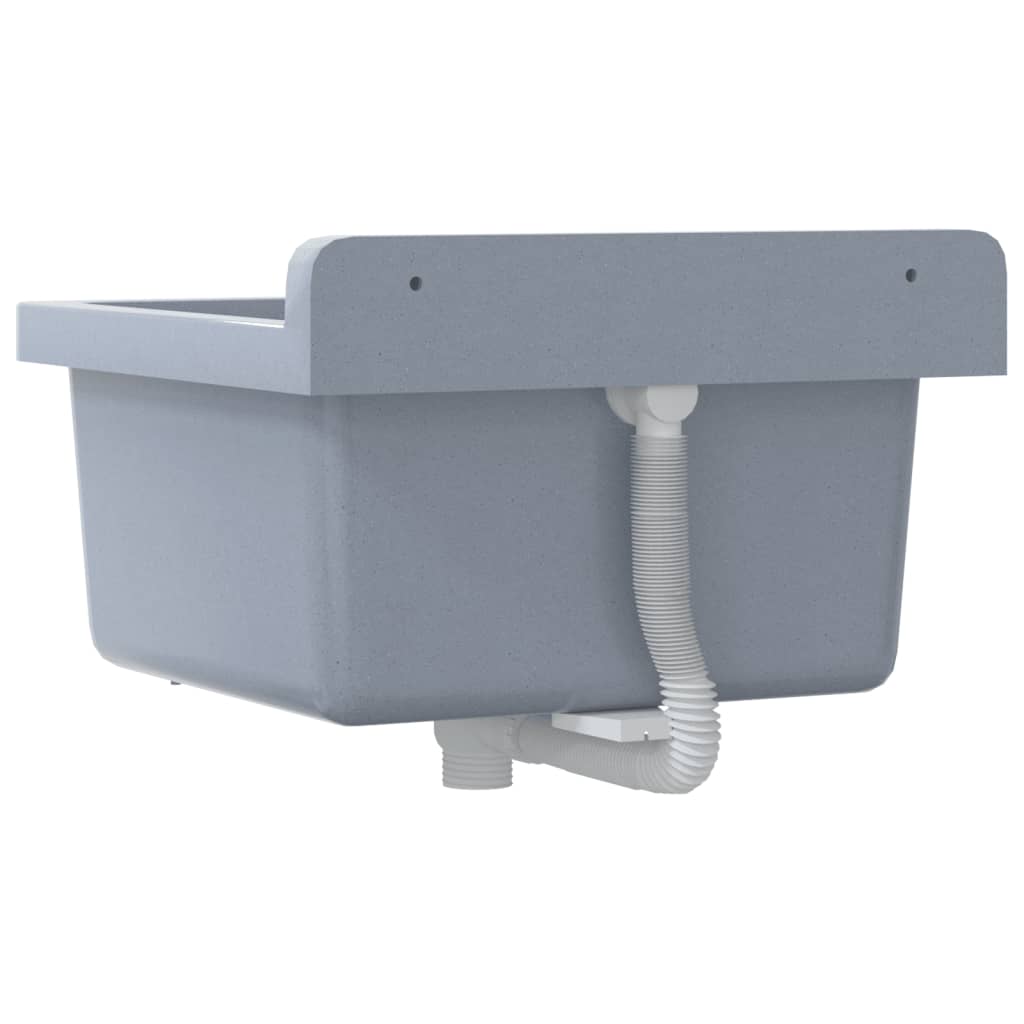 vidaXL Sink Washbasin for Wall Mounting Grey 40x40x24 cm Resin 6