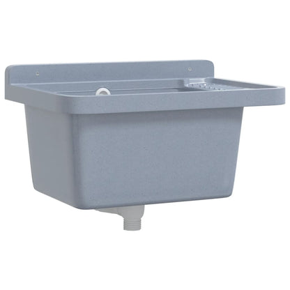 vidaXL Sink Washbasin for Wall Mounting Grey 50x35x24 cm Resin 2