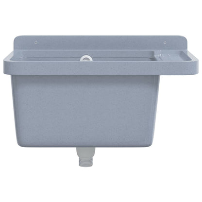 vidaXL Sink Washbasin for Wall Mounting Grey 50x35x24 cm Resin 4