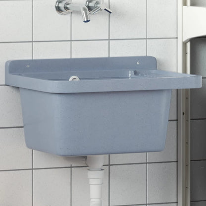 vidaXL Sink Washbasin for Wall Mounting Grey 50x35x24 cm Resin 1