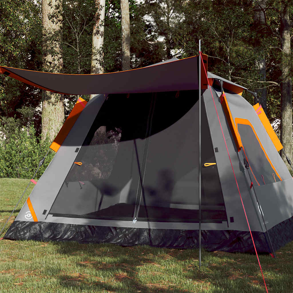 Camping Tent Dome Quick Release Grey and orange 5-person