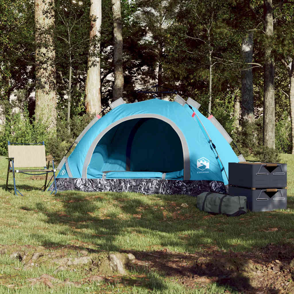 vidaXL Camping Tent 2-Person Blue Quick Release 3