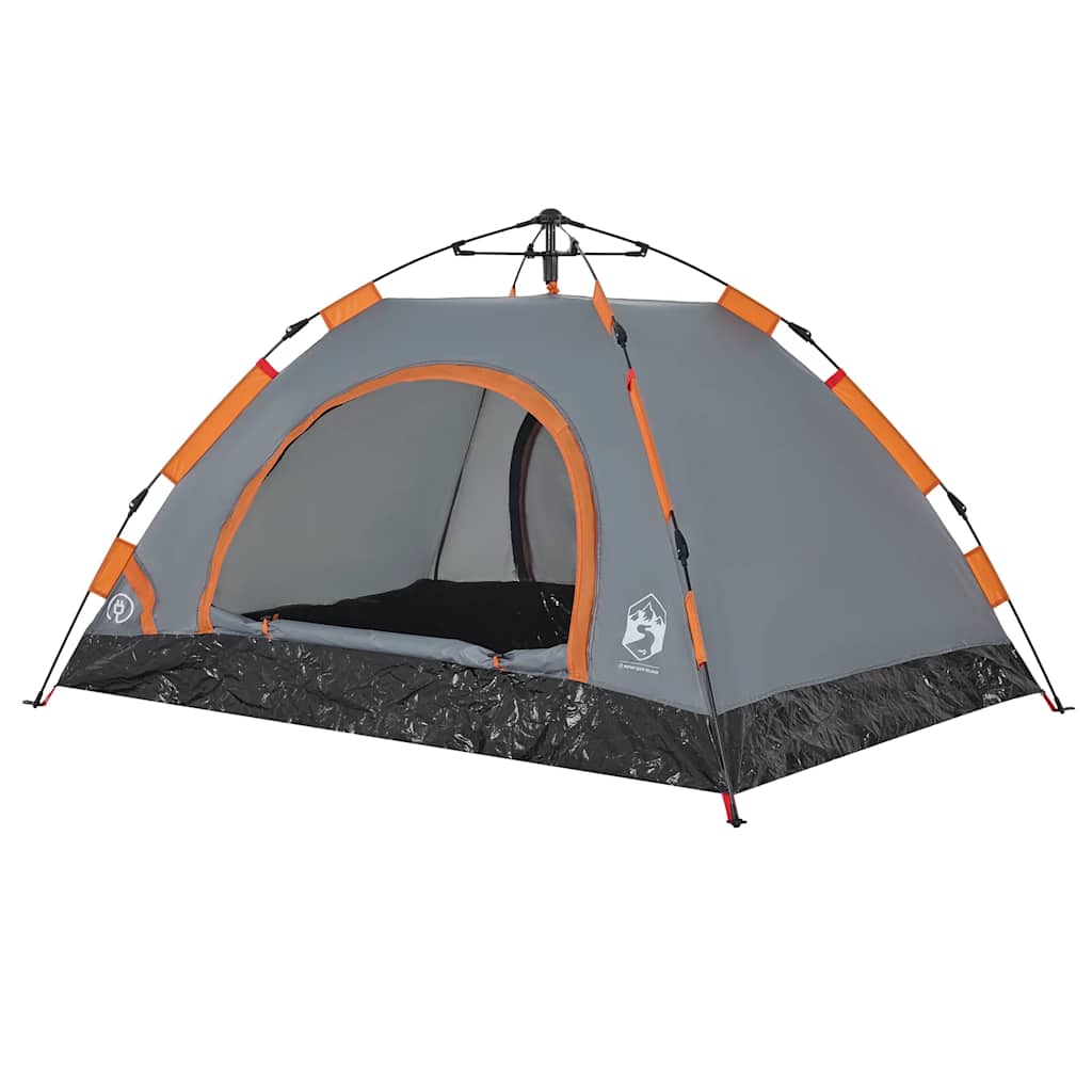 vidaXL Camping Tent 2-Person Grey and Orange Quick Release 4