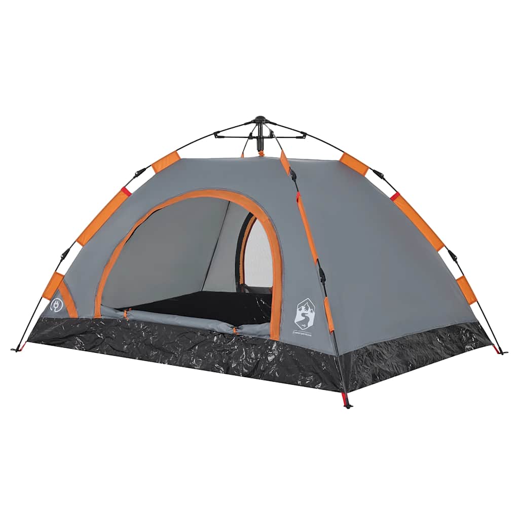 vidaXL Camping Tent 2-Person Grey and Orange Quick Release 5