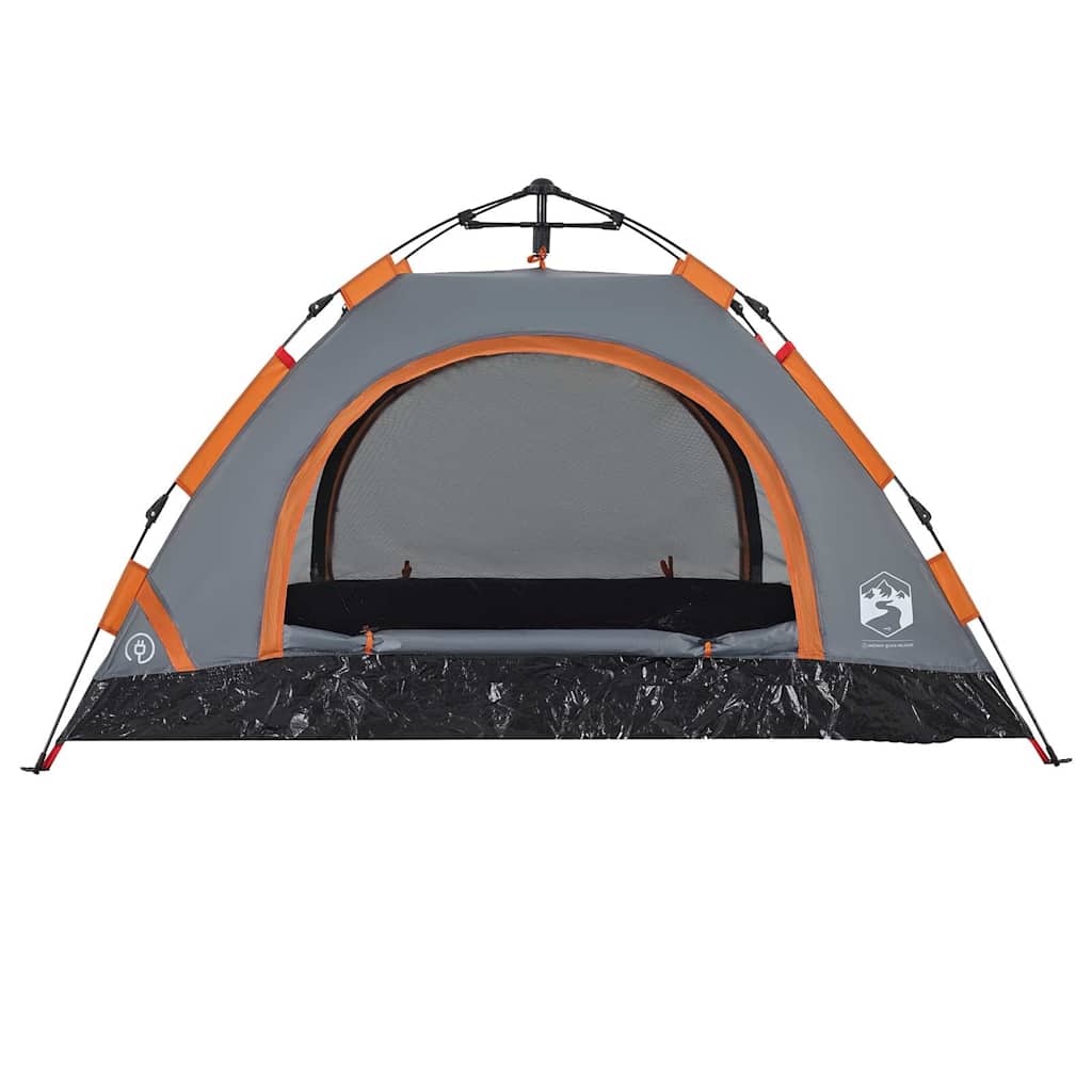 vidaXL Camping Tent 2-Person Grey and Orange Quick Release 6