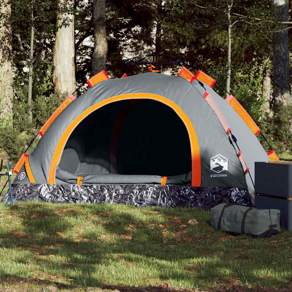 vidaXL Camping Tent 2-Person Grey and Orange Quick Release 1